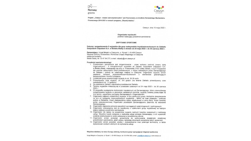 Zapytanie ofertowe - treść informacji 